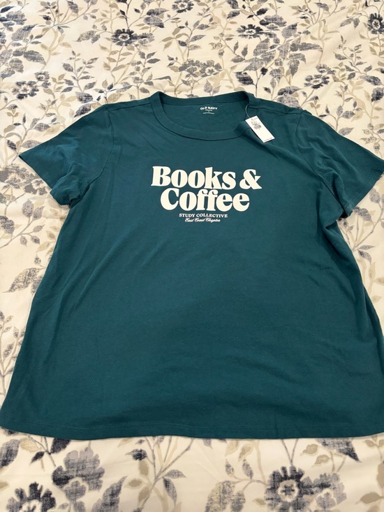 Old Navy Tops - Old Navy Books & Coffee Teal Graphic Tee